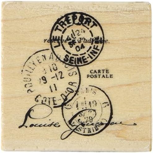 French Postcard Wood Stamp for Card Decorating and Scrapbooking, 2'' W x 2'' L$$Art & Craft
