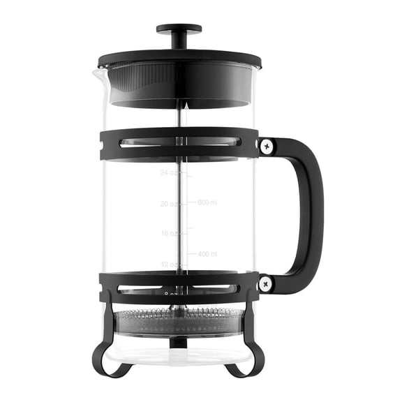 French Press Coffee Maker, 34 Ounce 1 Liter Borosilicate Glass Coffee Press Tea Maker with Stainless Steel Filter, Large Glass French Presses Cold Brew for Camping Travel Home Kitchen, Silver