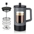 thumbnail image 1 of French Press Coffee Maker 34 oz/ 4 Cup Coffee Tea Press with Heat-resistant Borosilicate Glass 4-Level Filtration Systems Cold Brew Coffee Maker for Camping Travel Gifts Grey and Black, 1 of 6