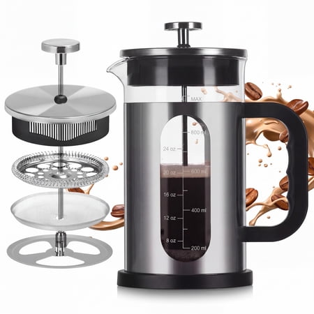 Glass French Press Coffee Maker, 304 Stainless Steel Heat Resistant Durable, Borosilicate Glass Coffee Press, 34oz