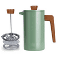 French Press Coffee Maker with Real Wood Handle Double Wall Insulation