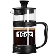 Baalaka French Press Coffee/Tea Maker, Camping Mini Coffee/Tea Press of 304 Stainless Steel Filter and Heat Resistant Glass, Cold Brew Maker 16oz for Travel& Home GiftBlack