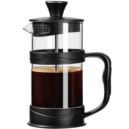 Baalaka French Press Coffee/Tea Maker, Camping Mini Coffee/Tea Press of 304 Stainless Steel Filter and Heat Resistant Glass, Cold Brew Coffee Maker 11.8oz(Black)