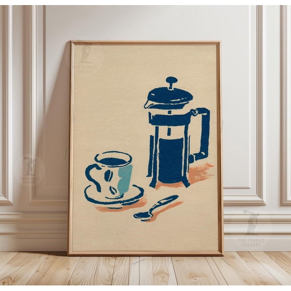 French Press Coffee Vintage Cafe Poster Unframed Paper Print
