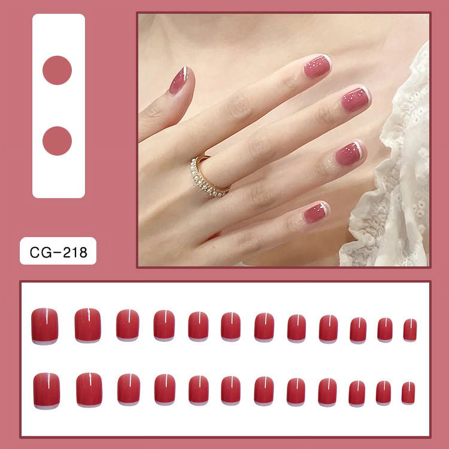 French Press On Nails Set – 135 Stück Kurze Fake Nails Mit 9 Farben, Inklusive Kleber & Werkzeug