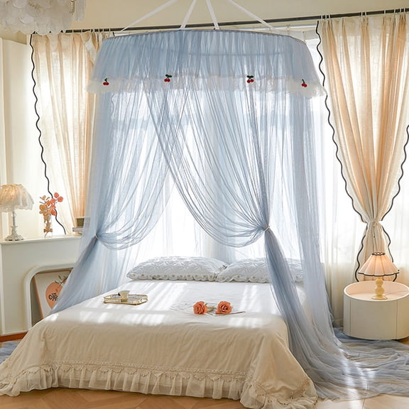 French Princess-Style Dome Mosquito Net, Polyester High-Density Mesh, Foldable Ceiling-Mounted Canopy for Bedroom, Home, Dormitory, Travel