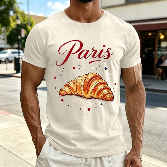 French Print Short Sleeve T Shirt Casual Summer Top