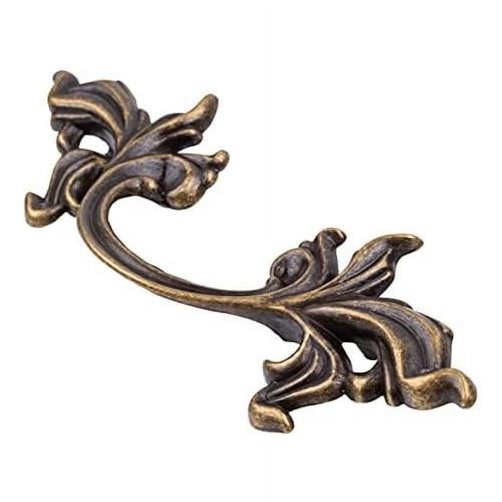 French Provincial Antique Brass Grape Leaf Drawer Pull Centers 3