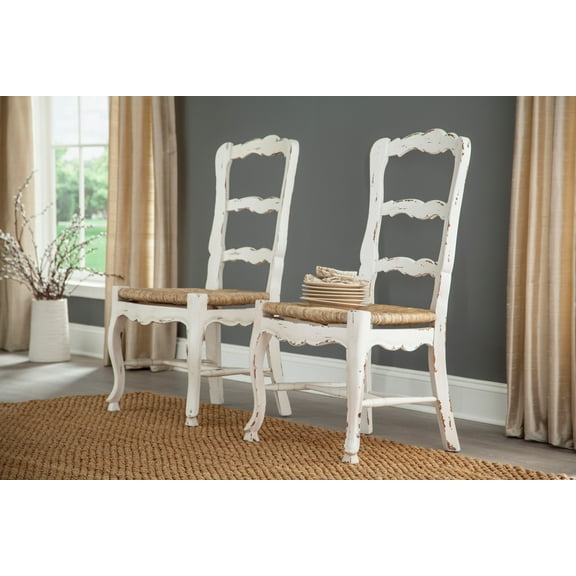 French Provincial Ladderback Mahogany Side Chairs (Set of 2)