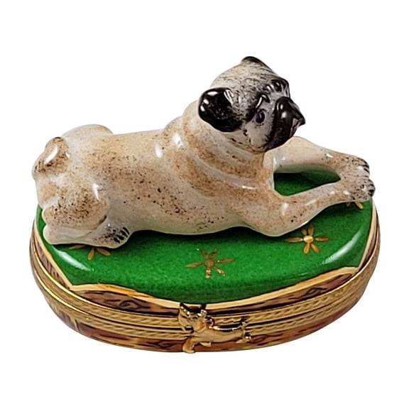 French Pug Limoges Box for Dog Lovers Limoges Box Porcelain Figurine