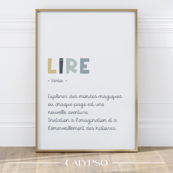 French Reading Definition Wall Art Print, Unframed Paper Poster 8x10in