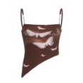 thumbnail image 1 of French Retro Style Butterfly Fashion Printed Camisole Irregular Navel Exposed Tight Slim Stylish Girl Top Women-Brown-L, 1 of 6