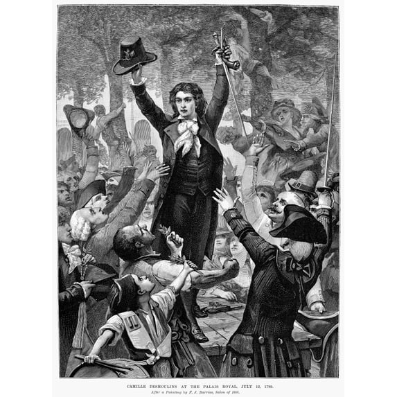French Revolution, 1789. /Ncamille Desmoulins At The Palais-Royal, 12 July 1789. Wood Engraving After A Painting By F.J. Barrias, 1888. Poster Print by (18 x 24)