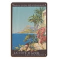 thumbnail image 1 of French Rivera (Côte d'Azur) France - Paris-Lyon-Mediterranean (PLM) - Vintage Railroad Travel Poster by Julien Lacaze c.1921 - 8 x 12 inch Vintage Wood Art Sign, 1 of 4