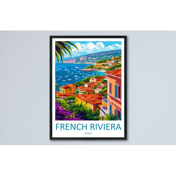 French Riviera Print French Riviera Home Decor Cityscape Art Print Wall Art Travel Enthusiast Gift Wall Hanging Saint-Tropez France, Poster Only