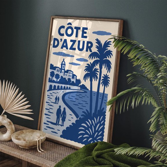French Riviera Retro Travel Unframed Paper Print