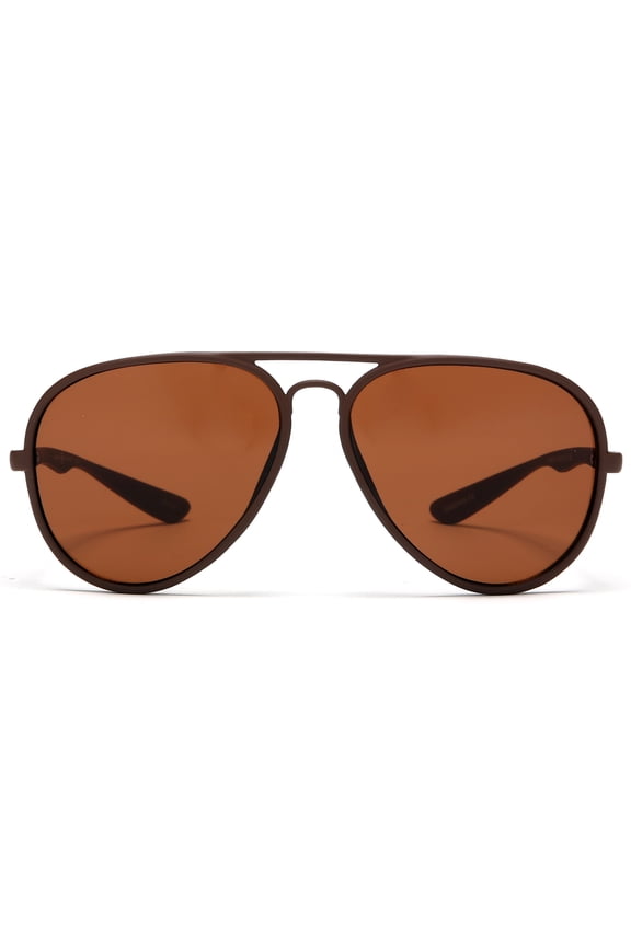 French Riviera Sport Aviator Carrera Sunglasses Unbreakable Rubber Frame Brown - Brown