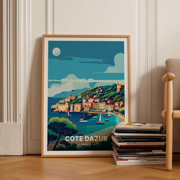 French Riviera Travel Poster Style Cte dAzur Wall Art C20279