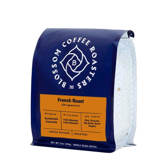French Roast - Organic Blend - Roasted by Blossom Coffee Roasters - Freshly Ground Coffee - 12 Ounce Bag