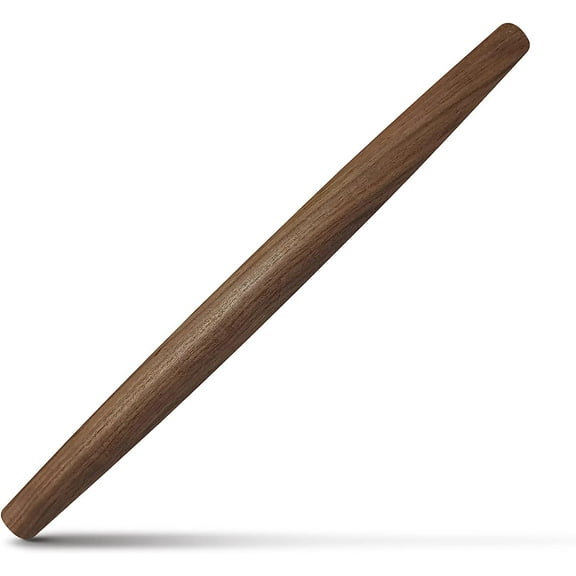 French (17 Inches) WoodenRoll Pin for Fondant, Pie Crust, Cookie, Pastry, Dough Tapered Design & Smooth Construction - Essential Kitchen Utensil,Walnut Wood