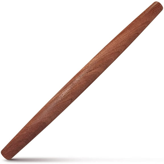 French Rolling Pin (17 Inches) –WoodenRoll Pin for Fondant, Pie Crust, Cookie, Pastry, Dough –Tapered Design & Smooth Construction - Essential Kitchen Utensil