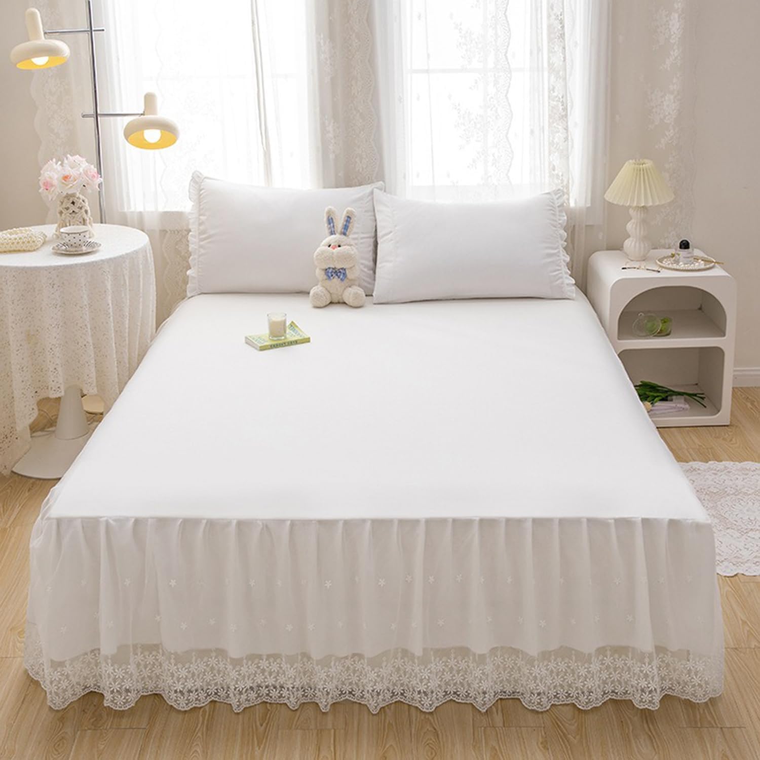 French Romantic Style 3Pcs Bed Skirt+Fitted Sheet Bedding Sheet Sets