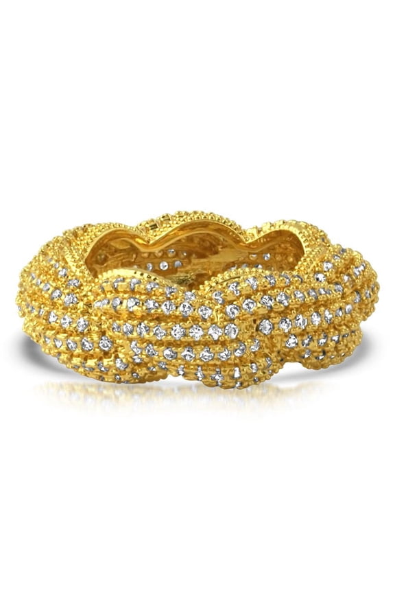French Rope CZ Eternity Band Hip Hop Ring