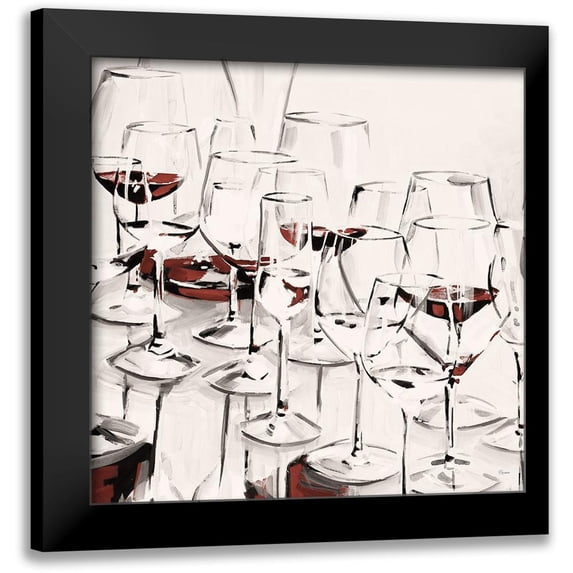 French-Roussia, Heather A. 12x12 Black Modern Framed Museum Art Print Titled - Glasses Half Full I