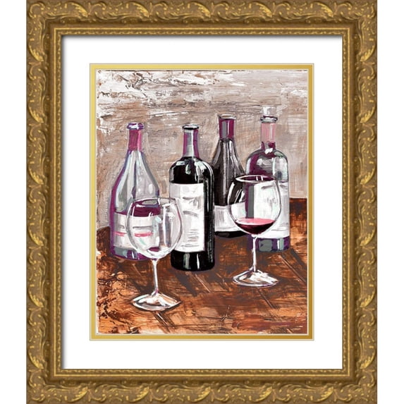 French-Roussia, Heather A. 12x14 Gold Ornate Wood Framed with Double Matting Museum Art Print Titled - Drink At The Wine Bar