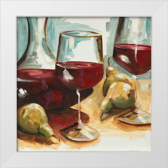 French-Roussia, Heather A. 15x15 White Modern Wood Framed Museum Art Print Titled - Red Wine and Pears