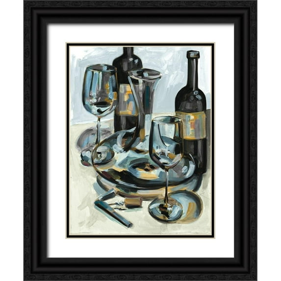 French-Roussia, Heather A. 19x24 Black Ornate Wood Framed with Double Matting Museum Art Print Titled - Wine with Dinner I