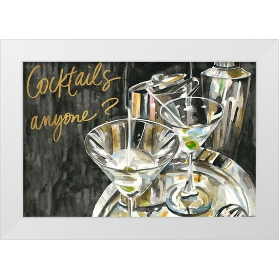 French-Roussia, Heather A. 24x17 White Modern Wood Framed Museum Art Print Titled - Cocktails Anyone?