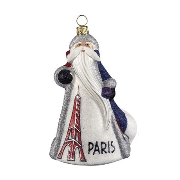 French Santa in Paris France Polish Glass Glitterazzi Christmas Ornament ONE pc