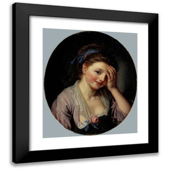 French School 12x14 Black Modern Framed Museum Art Print Titled - Young Girl Portrait (18th Century)