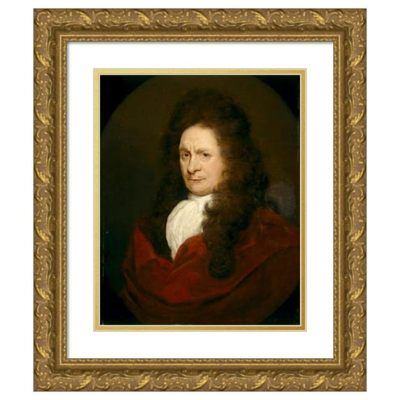 French School 12x14 Gold Ornate Wood Frame and Double Matted Museum Art Print Titled - Portrait of a Man (Late 17th Century)