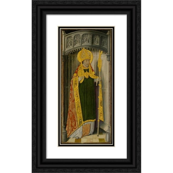 French School 13x24 Black Ornate Framed Double Matted Museum Art Print Titled: Saint Honore (1490-1500)