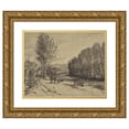 thumbnail image 1 of French School 14x12 Gold Ornate Wood Frame and Double Matted Museum Art Print Titled - A Landscape with a River, 1 of 4