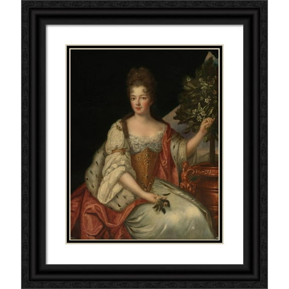 French School 15x18 Black Ornate Wood Framed Double Matted Museum Art Print Titled - Portrait of a Lady, Said to Be the Princess De Conde (18th Century)