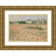 thumbnail image 1 of French School 24x18 Gold Ornate Framed and Double Matted Museum Art Print Titled - French Country Landscape with Houses in the Distance (circa 1890-1910), 1 of 4