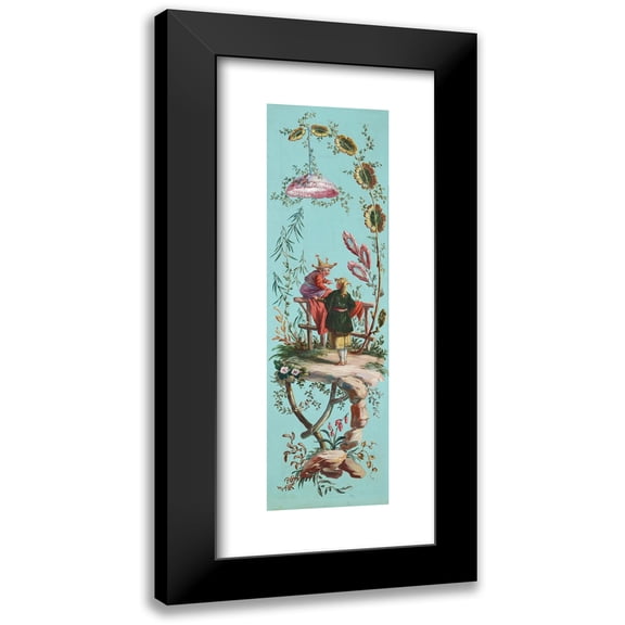 French School 7x14 Black Modern Framed Museum Art Print Titled - Rococo Chinoiserie (Late 18th - Early 19th Century)