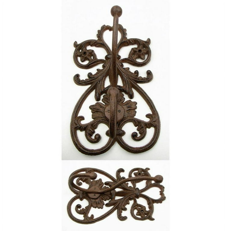 French Scroll Cast Iron Wall Double Hook 