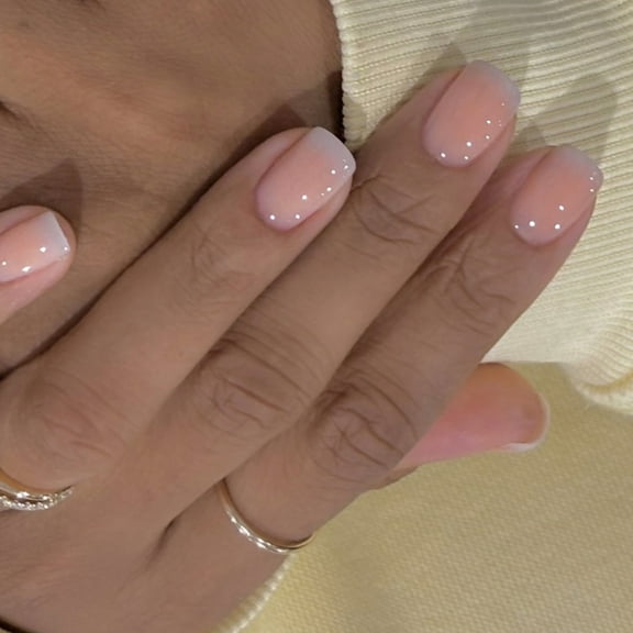 French Short Square Light ABS Construction Artificial Nails For Daily Wear Easy Application