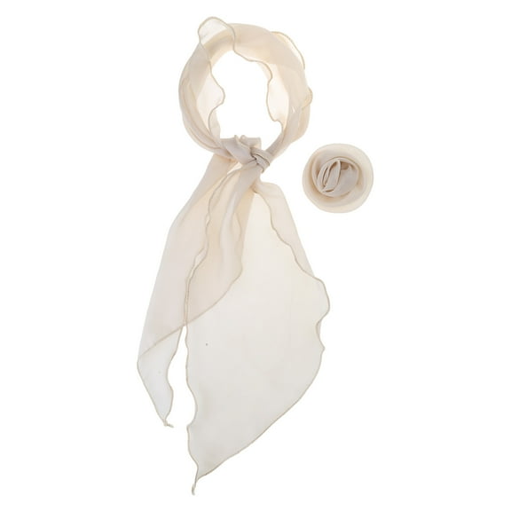 French Silk Scarf for Female with Detachable Rose Flower Elegant Hand Tied Neck Scarf Women Dinner Party Neckwear