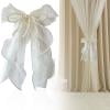 French Silky Bow Curtain Tiebacks, Lace Ribbon Curtain Holdbacks with Decorative Bow Design, No Drill Curtain Accessories for Bedroom, Living Room, Window & Wedding Decor