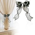 thumbnail image 1 of French Silky Bow Curtain Tiebacks, Lace Ribbon Curtain Ties and No-Drill Holdbacks for Sheer Drapes, Bedrooms, Nurseries, Canopies and Wedding Decor, 1 of 5