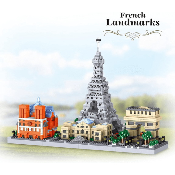 French Skyline Famous Landmark Architecture Building Set, Architectural Model Toy for Boys & Girls