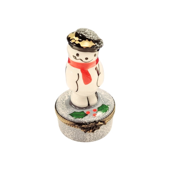 Charming Snowman Figurine for Winter Cheer Limoges Box Porcelain Figurine