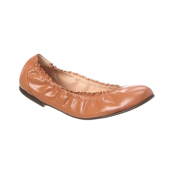 French Sole Cecila Leather Flat, 6, Brown