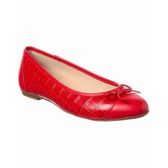 French Sole Cordelia Croc-Embossed Leather Flat, 11, Red