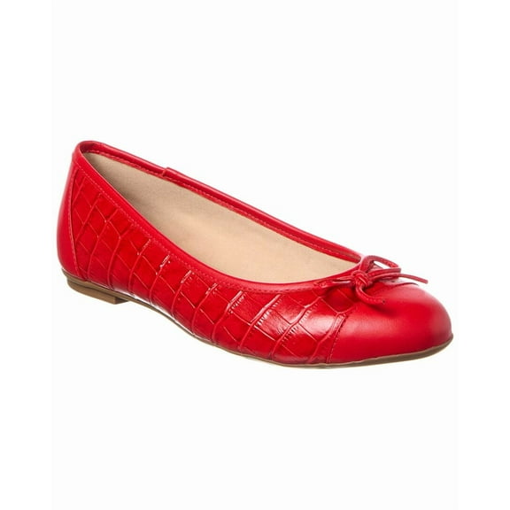 French Sole Cordelia Croc-Embossed Leather Flat, 7.5, Red